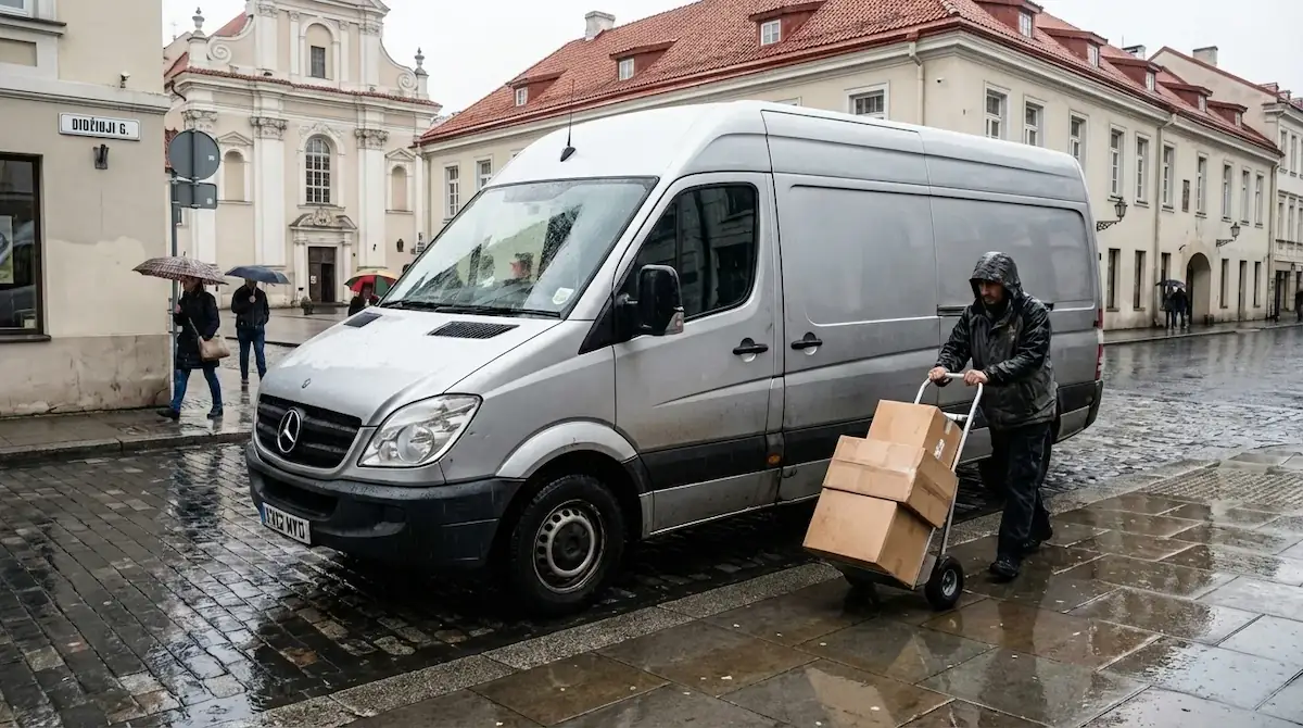 Talpus 14 kubinių metrų krovininis mikroautobusas perkraustymams